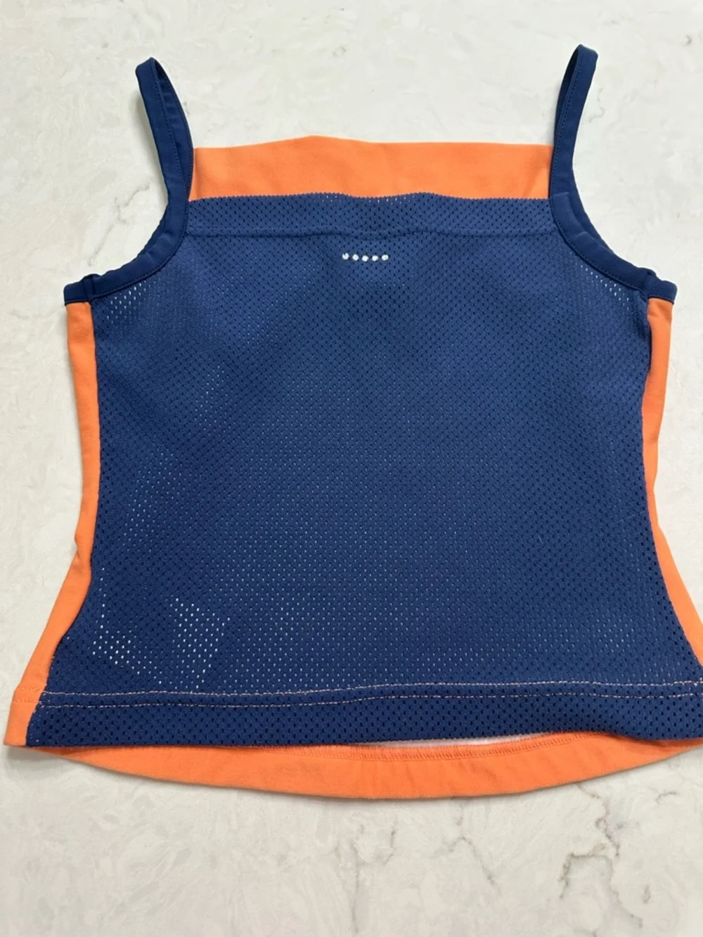 Nike Women's Orange Tank Top with NavyTrim, 4/6, Mesh back - Picture 3 of 6